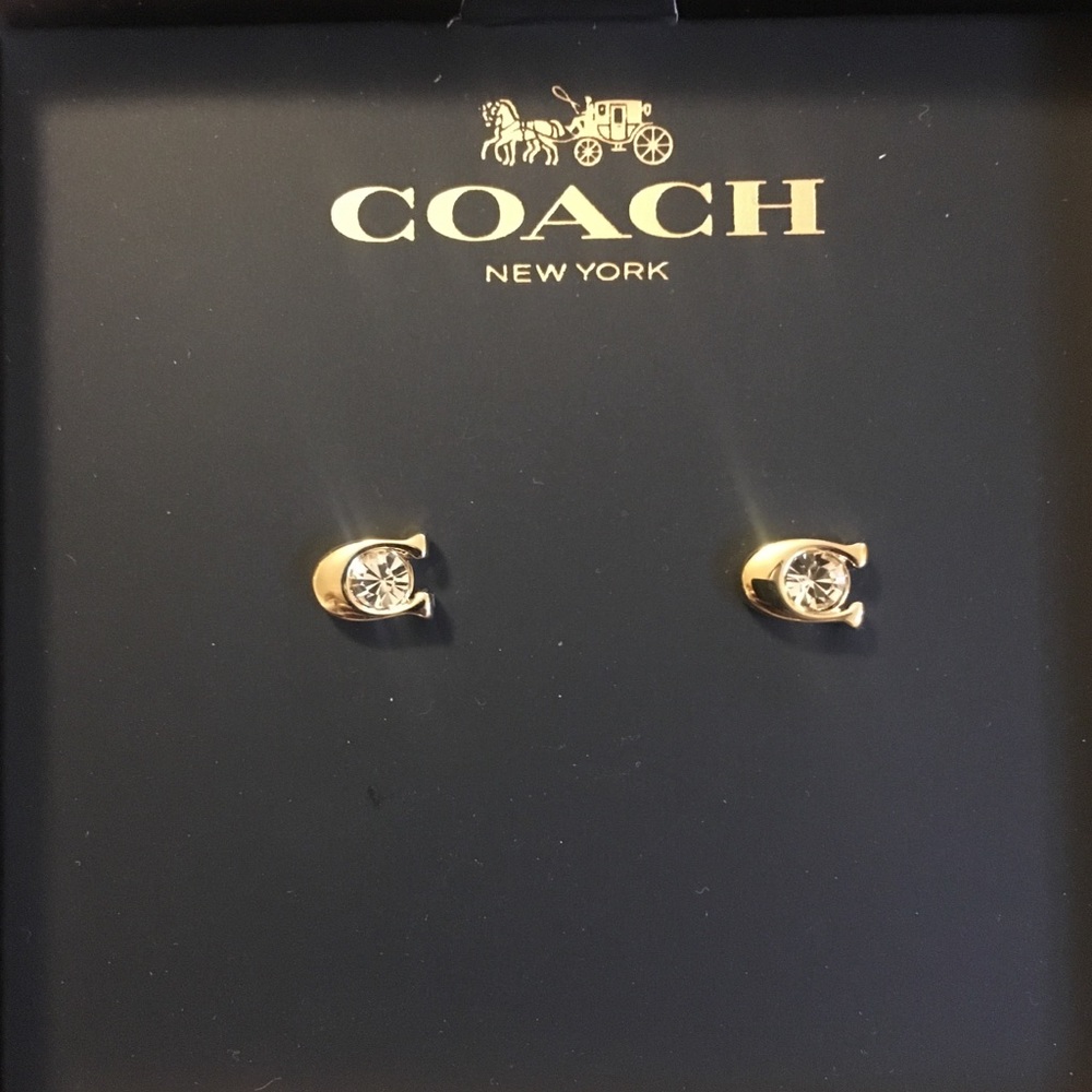 COACH gold stud earrings